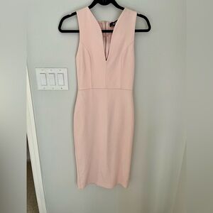 Lulus blush colored dress with gold zipper